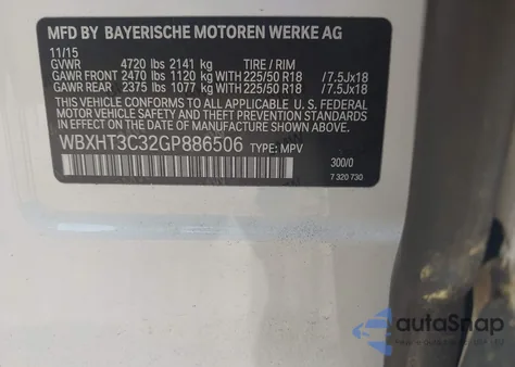 2016 BMW X1 xDrive28I from USA, damaged, VIN WBXHT3C32GP886506
